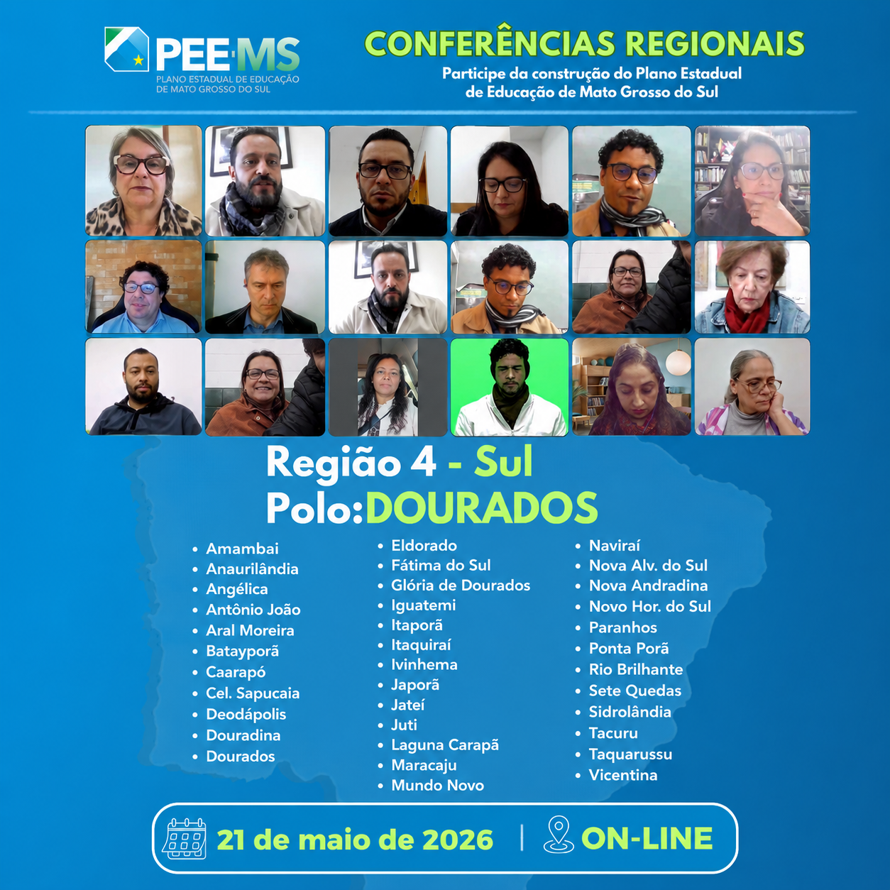 Conferência Regional do PEE-MS - Região 4 Sul - Polo Dourados - 21 de maio de 2026
